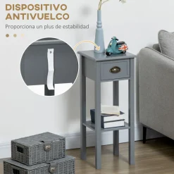 Mesa auxiliar Ronneo Homcom con cajón y estante 75x30x30 cm