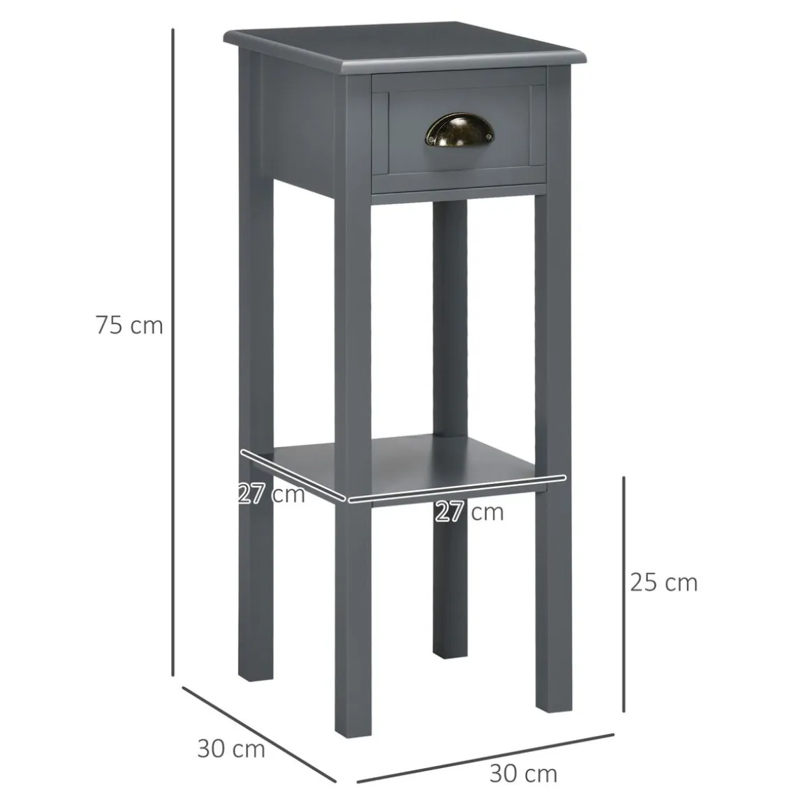 Mesa auxiliar Ronneo Homcom con cajón y estante 75x30x30 cm
