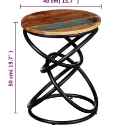 Mesa auxiliar Sucre madera maciza reciclada roble/negro Ø40x50 cm