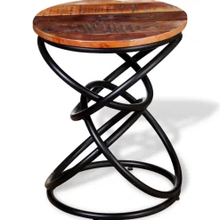 Mesa auxiliar Sucre madera maciza reciclada roble/negro Ø40x50 cm