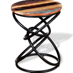 Mesa auxiliar Sucre madera maciza reciclada roble/negro Ø40x50 cm