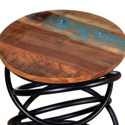 Mesa auxiliar Sucre madera maciza reciclada roble/negro Ø40x50 cm