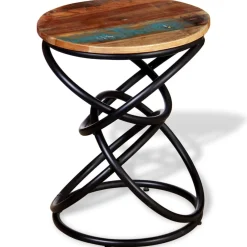 Mesa auxiliar Sucre madera maciza reciclada roble/negro Ø40x50 cm