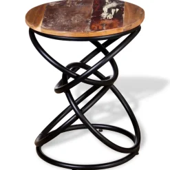 Mesa auxiliar Sucre madera maciza reciclada roble/negro Ø40x50 cm