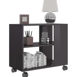Mesa auxiliar Thina 2 compartimentos con ruedas 55x70x35 cm