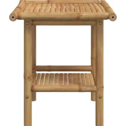 Mesa auxiliar Trópico con estante inferior bambú 45x45x45 cm