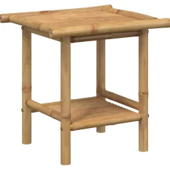 Mesa auxiliar Trópico con estante inferior bambú 45x45x45 cm