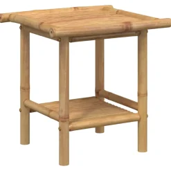 Mesa auxiliar Trópico con estante inferior bambú 45x45x45 cm