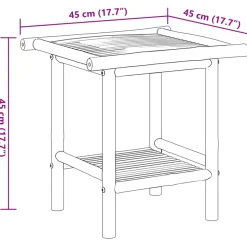 Mesa auxiliar Trópico con estante inferior bambú 45x45x45 cm