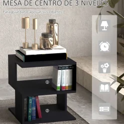 Mesa auxiliar Valery Homcom 3 niveles abiertos 43x40x40 cm