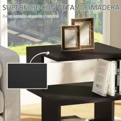 Mesa auxiliar Valery Homcom 3 niveles abiertos 43x40x40 cm