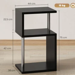 Mesa auxiliar Virginia Homcom 3 niveles con luz LED negro 75x44x38 cm