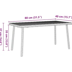 Mesa baja de jardín Turix diseño fijo 37x80x40 cm