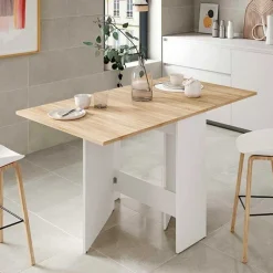 Mesa con alas abatibles Fly roble Canadian/blanco artik