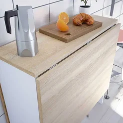 Mesa con alas abatibles Fly roble Canadian/blanco artik