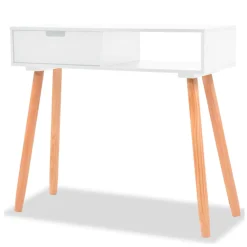 Mesa consola 1 cajón + 1 estante blanco/natural 72x80x30 cm