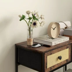 Mesa consola Confort Homcom 2 cajones + balda inferior marrón 75x80x30 cm