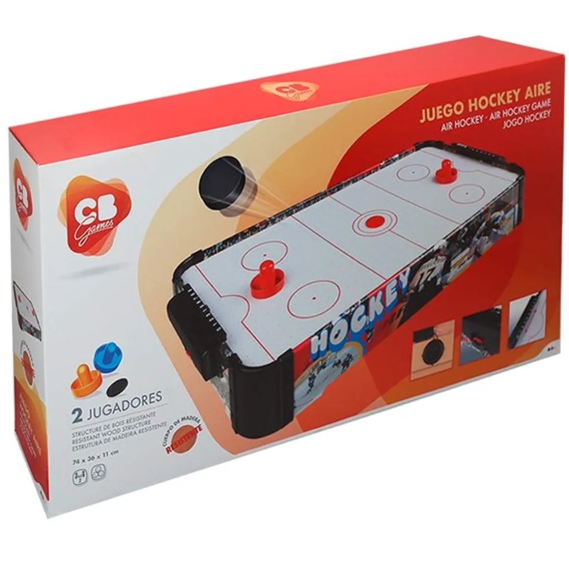 Mesa de Air Hockey de sobremesa CB Toys 2 lanzadores 2 discos +3A negro/blanco 10x69x37 cm
