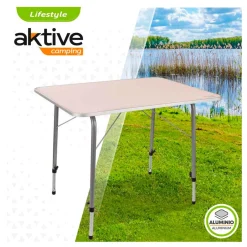 Mesa de camping Aktive altura regulable blanco 50-69x80x60 cm