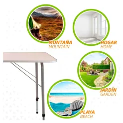 Mesa de camping Aktive altura regulable blanco 50-69x80x60 cm