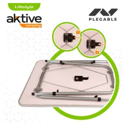 Mesa de camping Aktive altura regulable blanco 50-69x80x60 cm