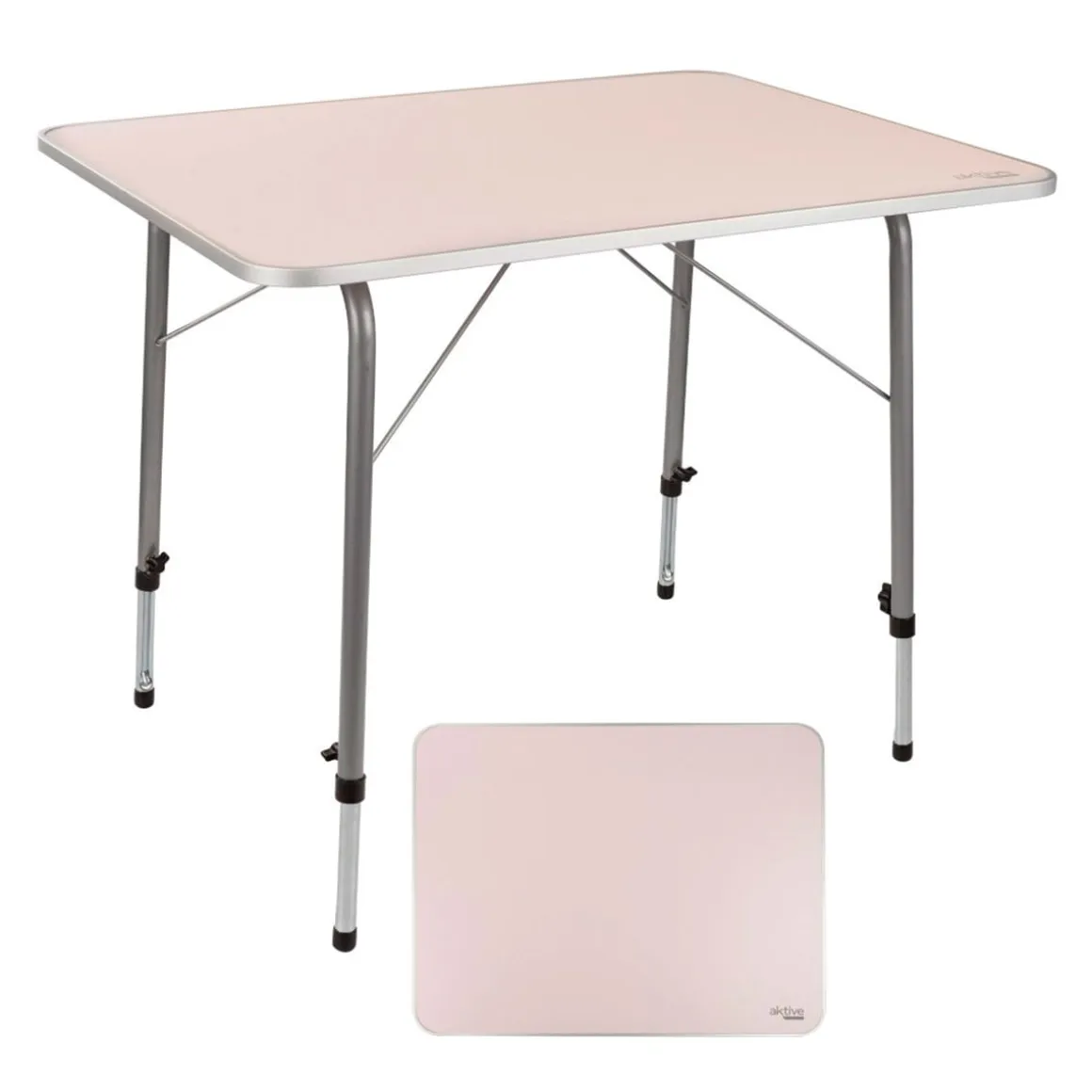 Mesa de camping Aktive altura regulable blanco 50-69x80x60 cm