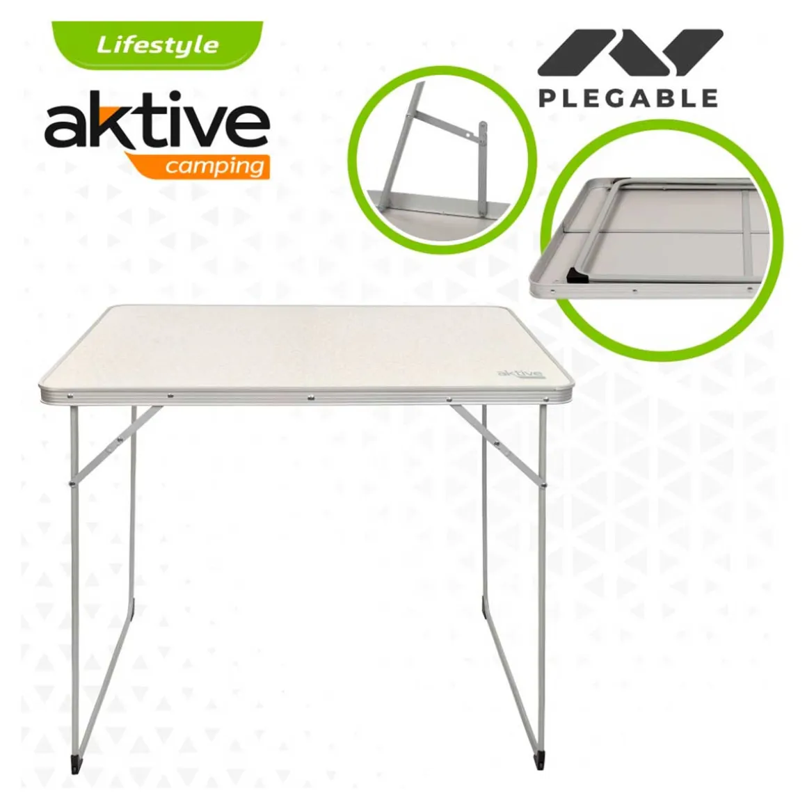 Mesa de camping Aktive plegable blanco 70x80x60 cm