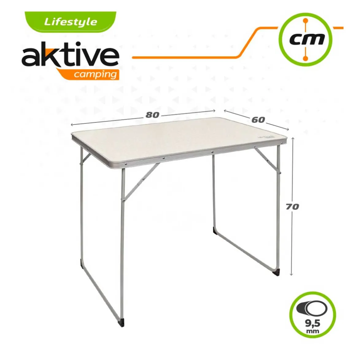 Mesa de camping Aktive plegable blanco 70x80x60 cm