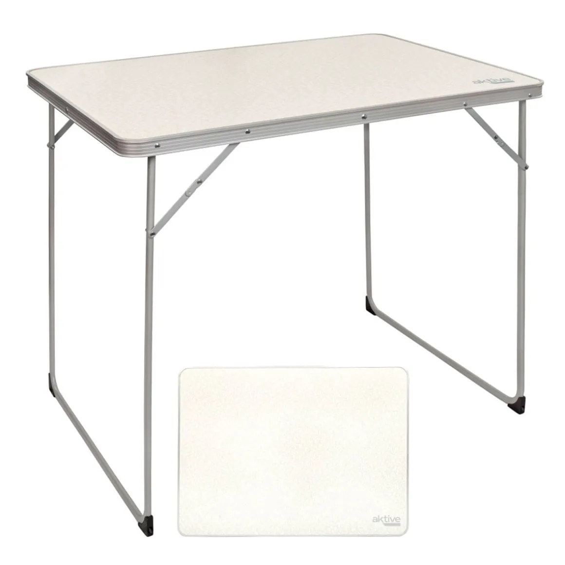 Mesa de camping Aktive plegable blanco 70x80x60 cm