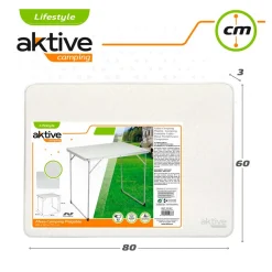 Mesa de camping Aktive plegable blanco 70x80x60 cm