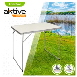 Mesa de camping Aktive plegable blanco 70x80x60 cm