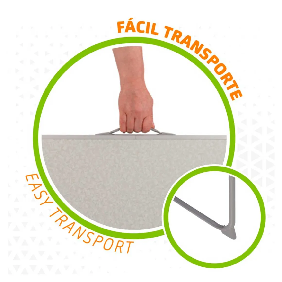 Mesa de camping Aktive plegable con asa blanco 70x80x60 cm
