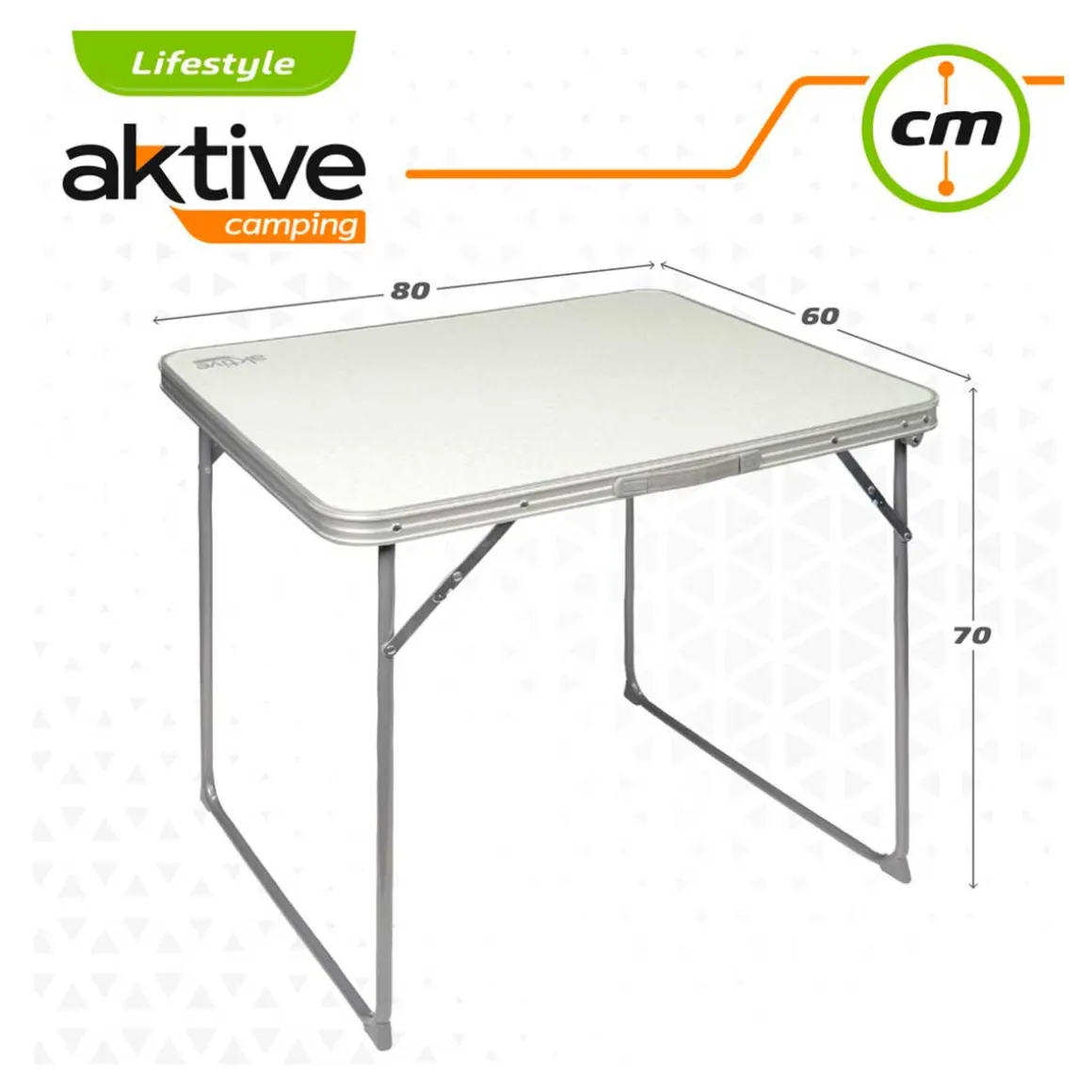 Mesa de camping Aktive plegable con asa blanco 70x80x60 cm