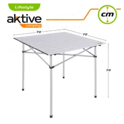 Mesa de camping Aktive plegable inox 70x70x70 cm