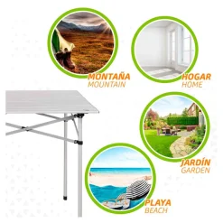 Mesa de camping Aktive plegable inox 70x70x70 cm