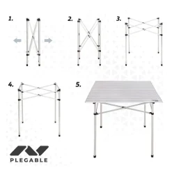Mesa de camping Aktive plegable inox 70x70x70 cm