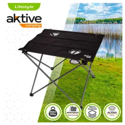 Mesa de camping Aktive plegable textil negro 51x61x50 cm