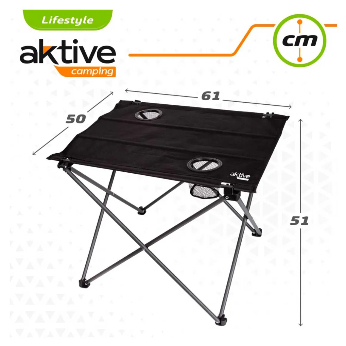 Mesa de camping Aktive plegable textil negro 51x61x50 cm