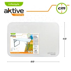 Mesa de camping Aktive plegable blanco 40x60x40 cm