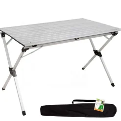 Mesa de camping Aktive plegable con tablero enrollable gris 70x110x70 cm