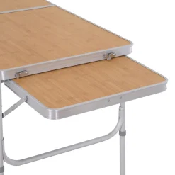 Mesa de camping Rosal Outsunny ala abatible natural 40-70x153x60 cm
