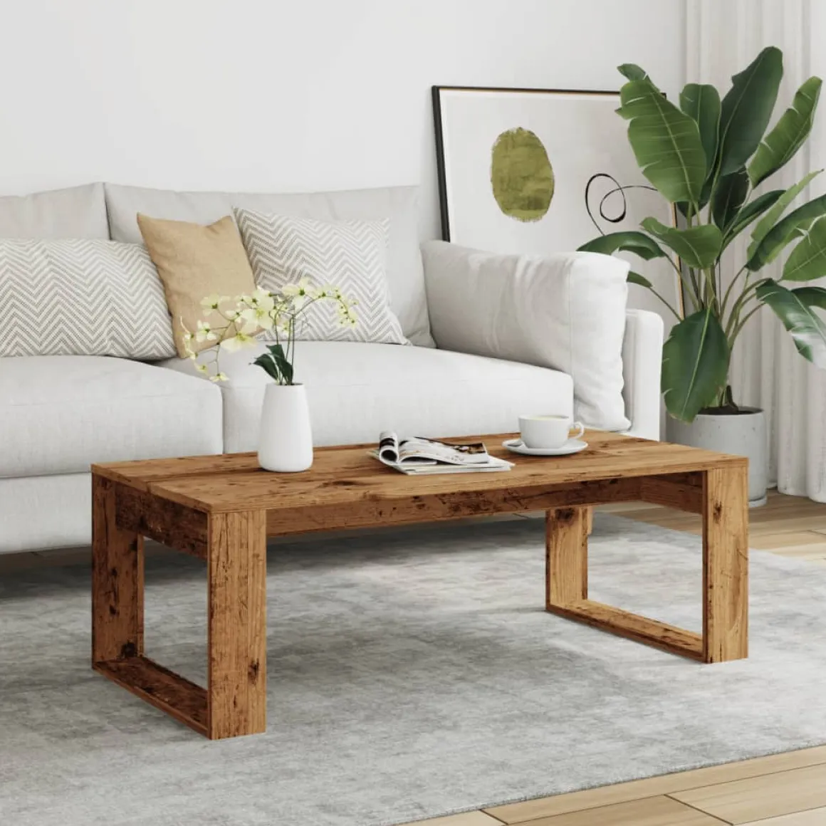 Mesa de centro Alce diseño fijo madera 35x102x50 cm