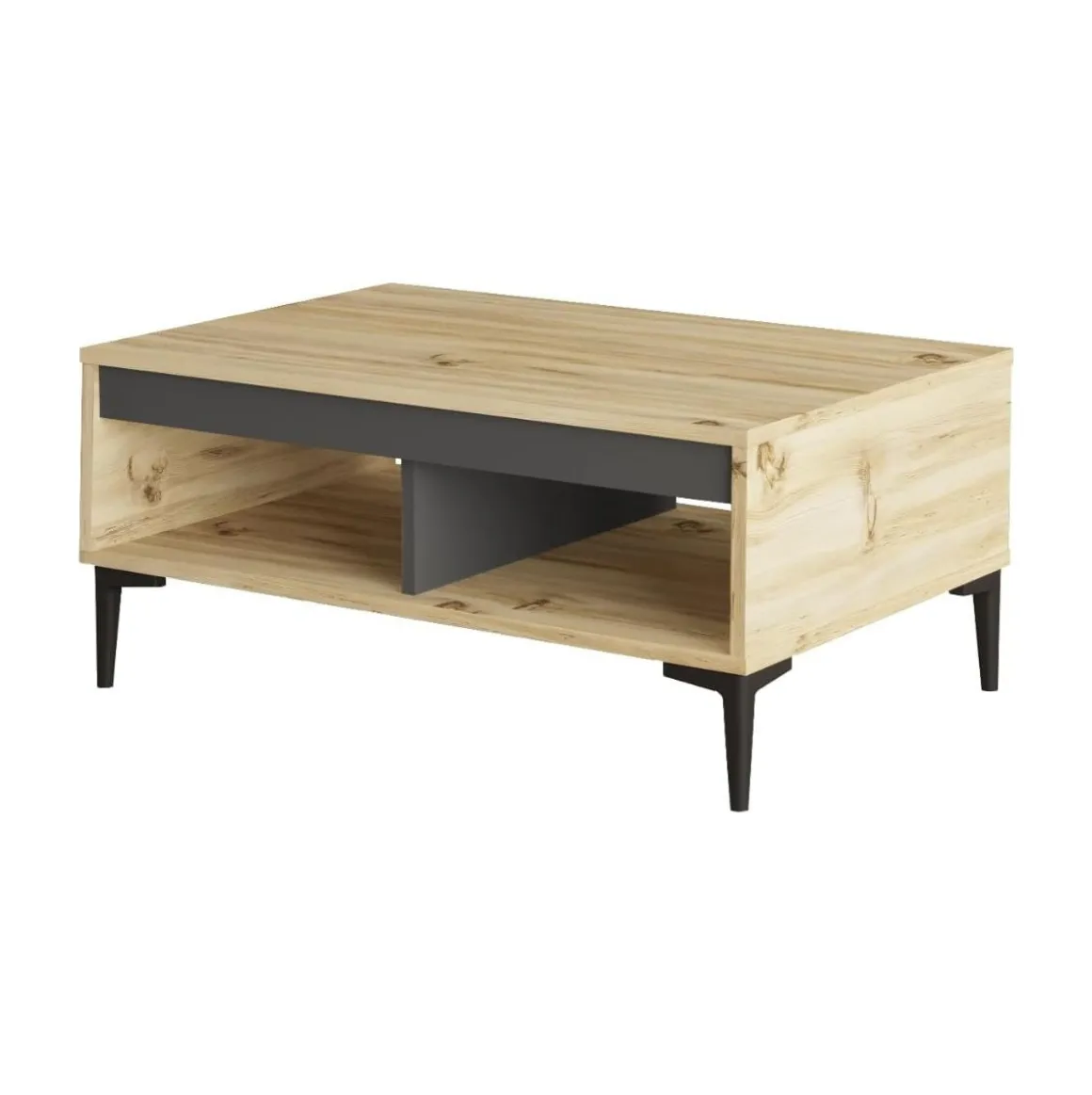 Mesa de centro Aristo 2 compartimentos natural/gris 46x90x60 cm