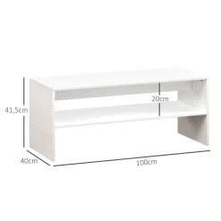 Mesa de centro Aura Homcom estante inferior blanco 41,5x100x40 cm