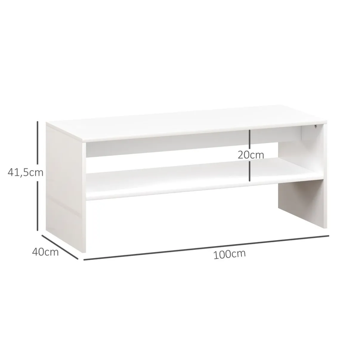 Mesa de centro Aura Homcom estante inferior blanco 41,5x100x40 cm