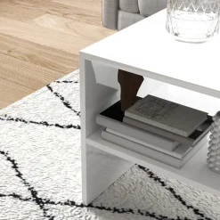 Mesa de centro Aura Homcom estante inferior blanco 41,5x100x40 cm
