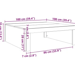 Mesa de centro Canela diseño fijo 35x100x100 cm