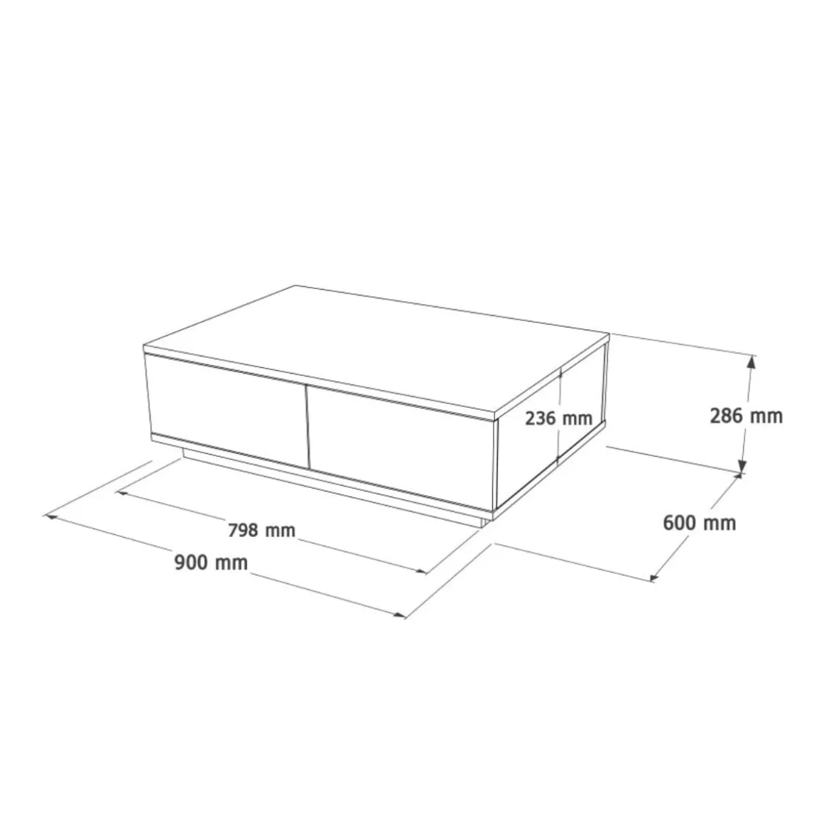 Mesa de centro Catalina 2 puertas blanco/natural 28,6x90x60 cm