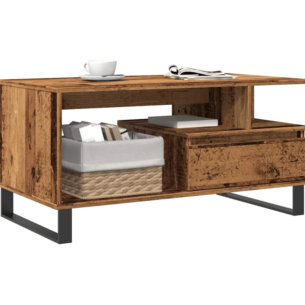 Mesa de centro Cerezo compartimento + 1 cajón 45x90x49 cm