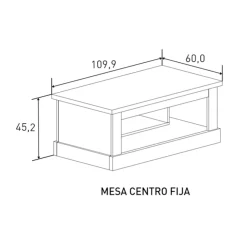 Mesa de centro Chellen 2 compartimentos cambria 45,2x110x60 cm